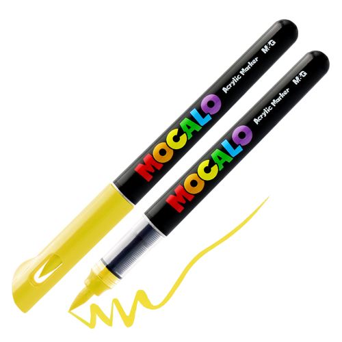 Popisovač M&G MOCALO Acrylic Marker, štětcový hrot - žlutozelený 402