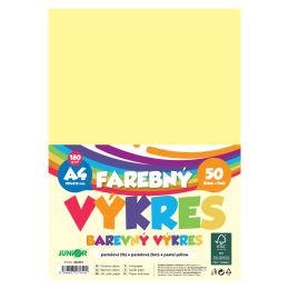 Barevný papír formátu A4, gramáž 180 g/m2, balení po 50 ks – pastelově žlutý