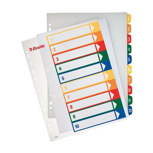 Rozřazovače "ESSELTE", A4, pro 1-10 oddílů