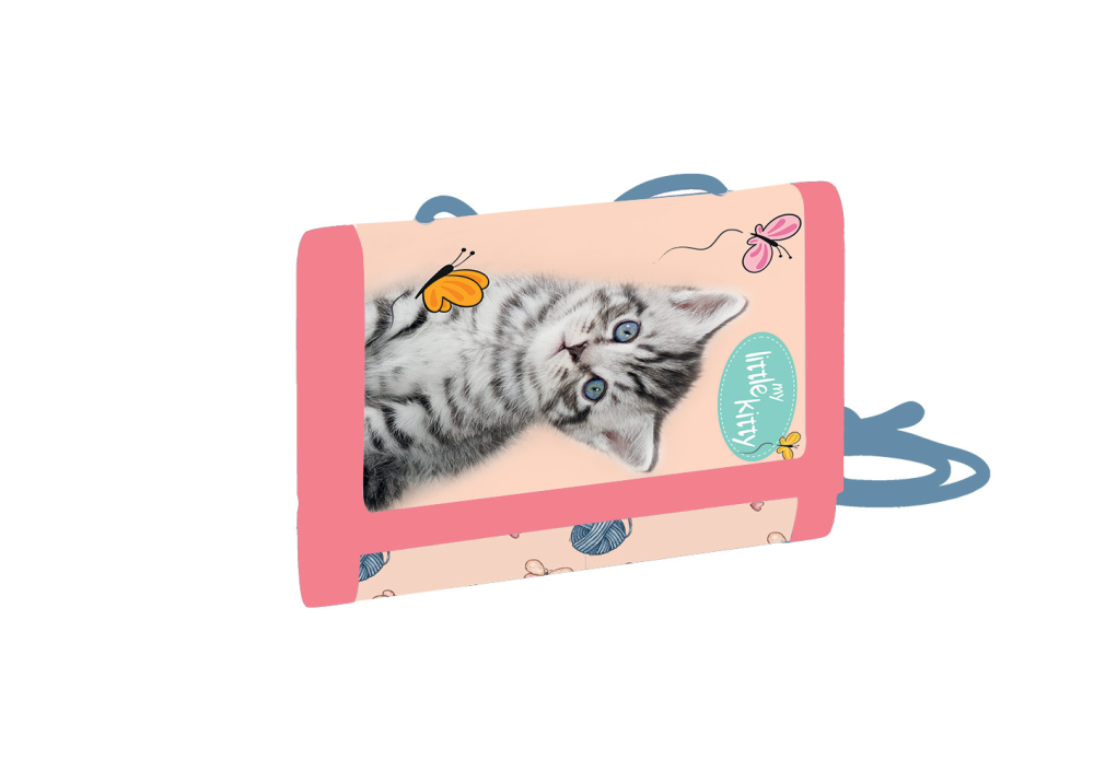 Dětská textilní peněženka kočka 140 x 105 x 20 mm; 0,052 kg