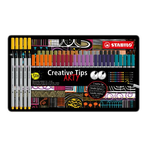 Kreatívny set STABILO Creative Tips URBAN (10 rôznych farieb) 50 ks sada v plechu
