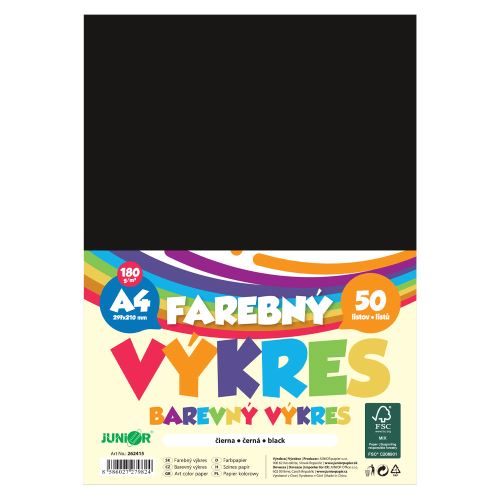 Farebný výkres A4 180g/m2, bal/50 ks - čierna
