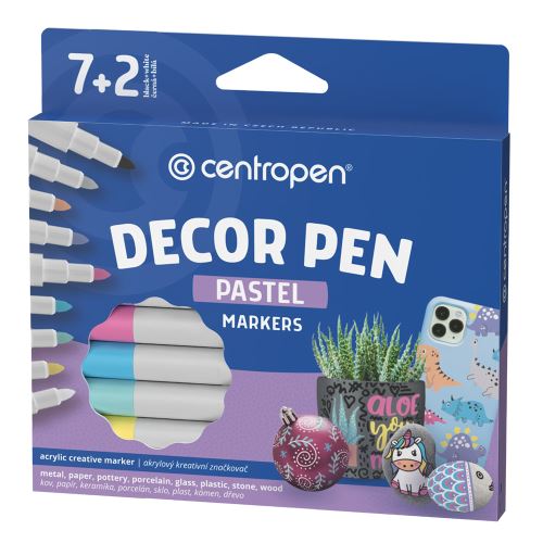 Popisovač CENTROPEN decor/special pastelové, 9ks sada
