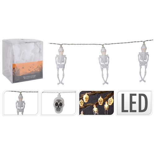 Halloweenská girlanda s 10x LED světlem, délka 135 cm (kostry nebo lebky) (1)