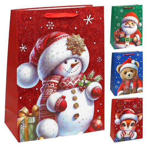 Dárková taška vánoční 40x30x12 cm (mix 4 designů - /cena za 1 ks)