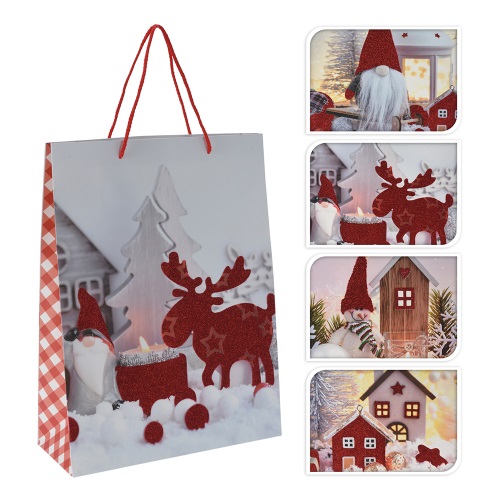 Dárková taška vánoční, velká 30x12x40 cm /1ks (šírka x hĺbka x výška) 30x12x40 cm