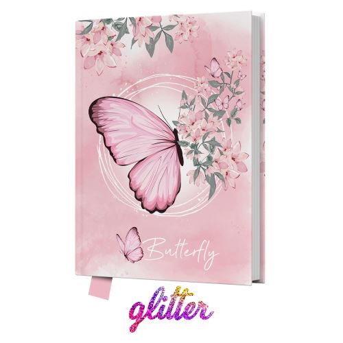Památník JUNIOR 14x18 cm, 80 list. čistý Butterfly - motýl
