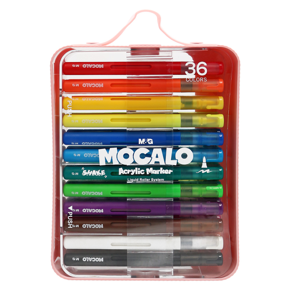 M&G Popisovač M&G MOCALO Acrylic Marker, štětcový hrot - sada 36 barev