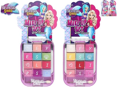 Mermaid Stars make-up paletka se zrcátkems (lesk na rty+oční stíny) 2barvy na kartě 20ks v