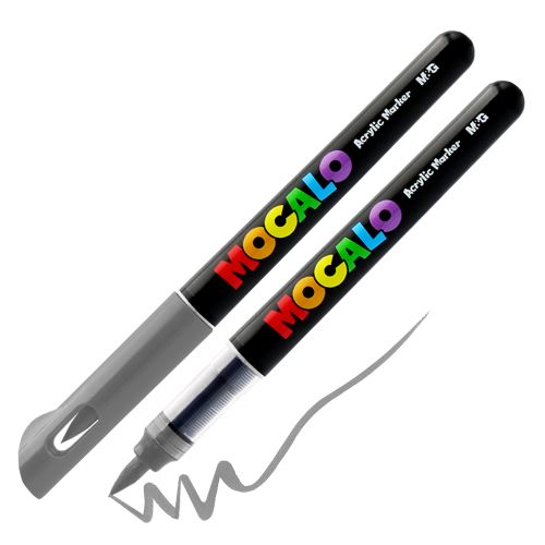 Popisovač M&G MOCALO Acrylic Marker, štětcový hrot - tmavě šedý 912