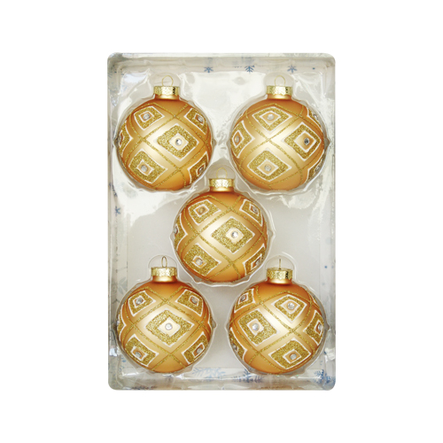 Vánoční koule - skleněné 67mm / zlaté, sada 5ks