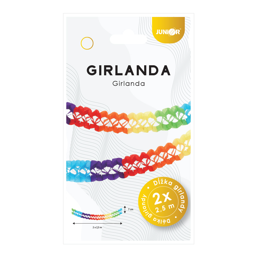 JUNIOR Girlanda papírová 2,5m - barevné kruhy (2ks v balení)