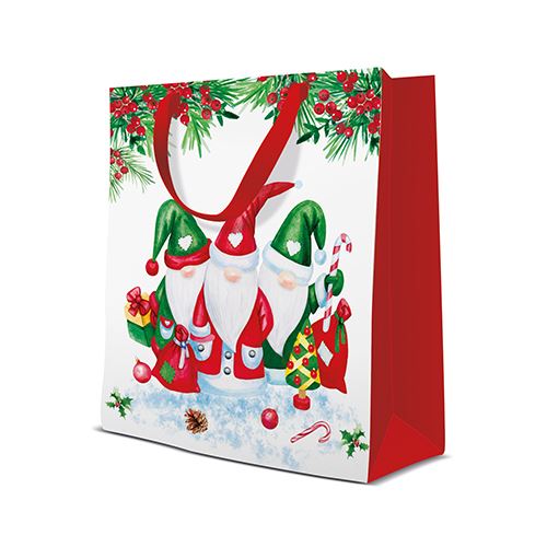 Darčeková taška PAW Christmas Gnomes, medium - 20x25x10 cm