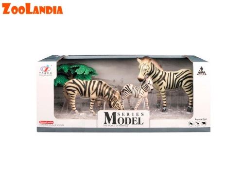 Zoolandia zebra s mláďaty a doplňky v krabičce