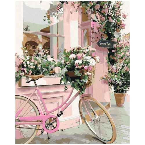 Diamantové maľovanie (s rámom) - Kvetinový bicykel