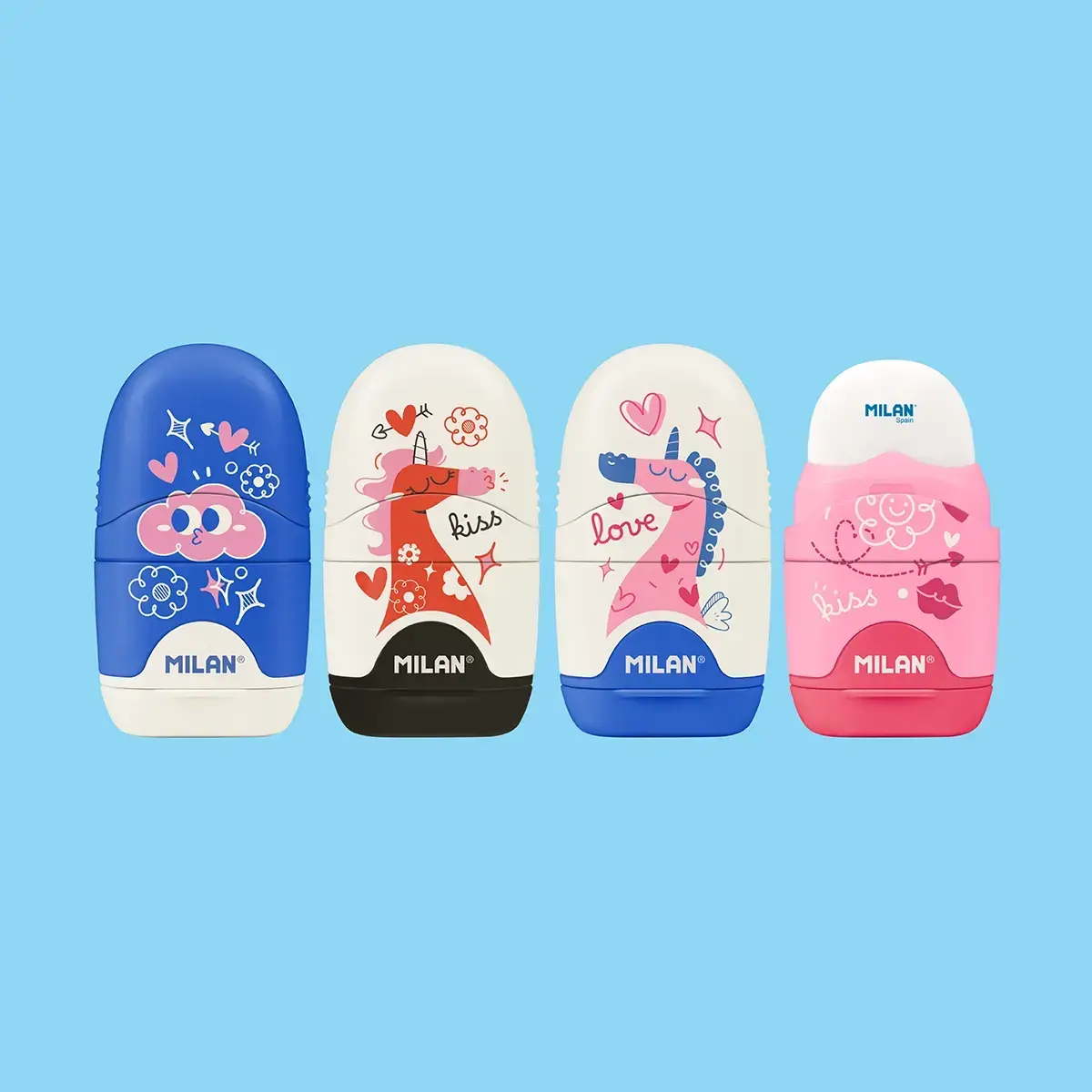 MILAN Guma + ořezávátko MILAN Capsule FlowiCorn (mix /cena 1ks)