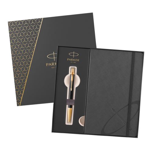 GP PARKER IM Premium Black GT + šedý zápisník (1)