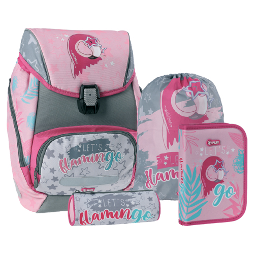 Školská taška - 4-dielny set Play logic Flamingo vonkajšie 29 x 21 x 41 cm (šírka x hĺbka x výška)