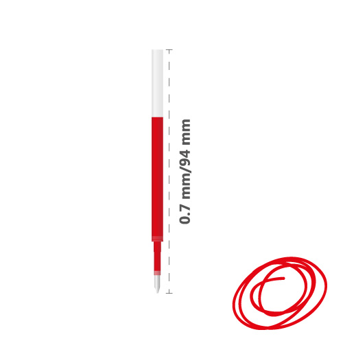 Náplň gelová MILAN Gel Touch 0,7 mm, červená 94mm