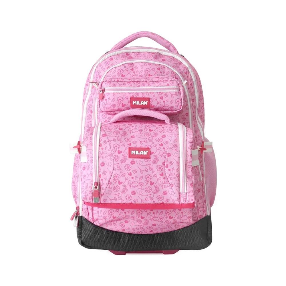 MILAN Cestovní kufr na kolečkách 60L (3-dílný set) MILAN série Pink Flowers