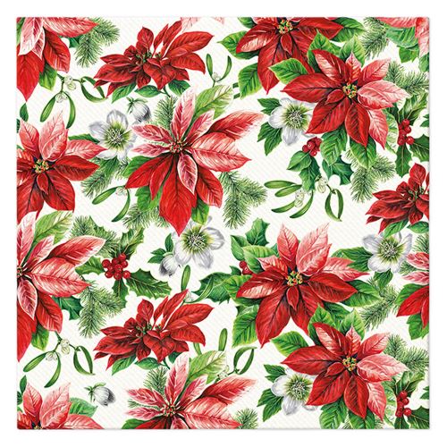 Ubrousky PAW AIRLAID 40x40 cm (12 ks) Glory Poinsettia
