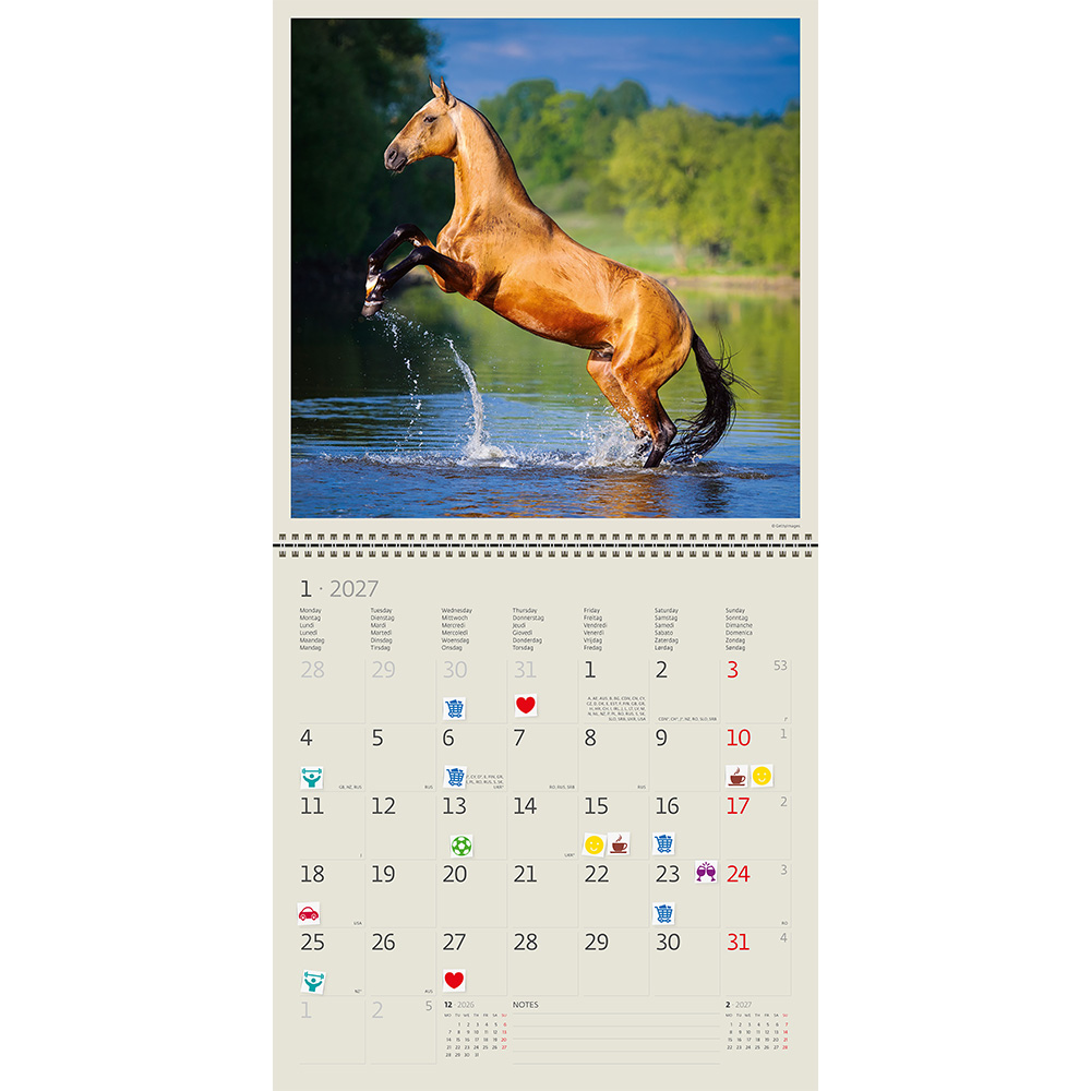 Helma 365 Nástenný kalendár 2027 Horses