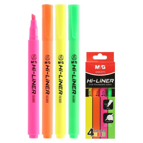 Zvýrazňovač M&G Hi-Liner Fluo - sada 4 barvy