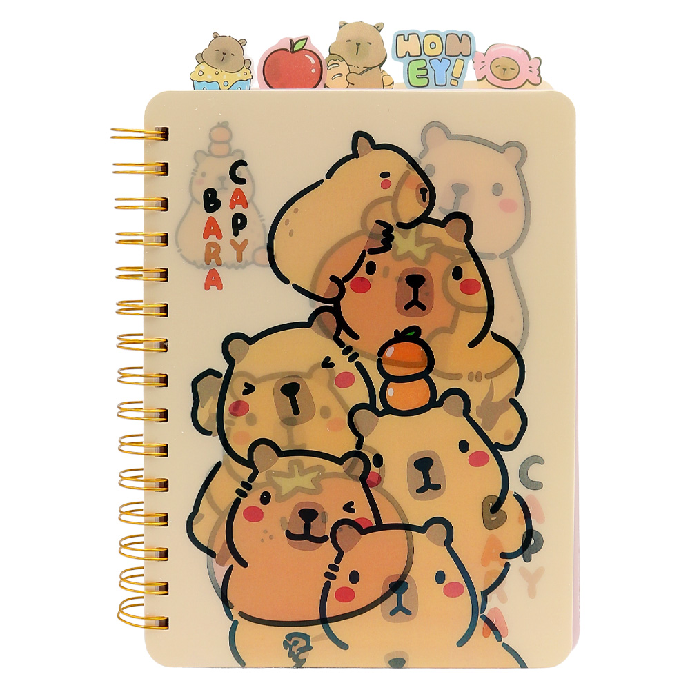 JUNIOR Dětský zápisník se spirálou a plastovými záložkami, 120 listů - Capybara (mix designů)
