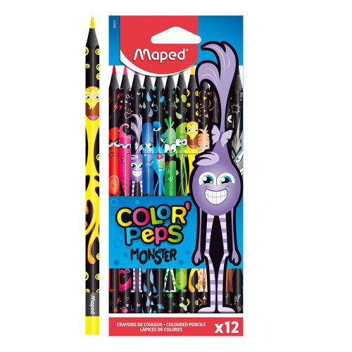 Pastelky trojhranné MAPED "COLOR'PEPS MONSTER" sada 12 ks