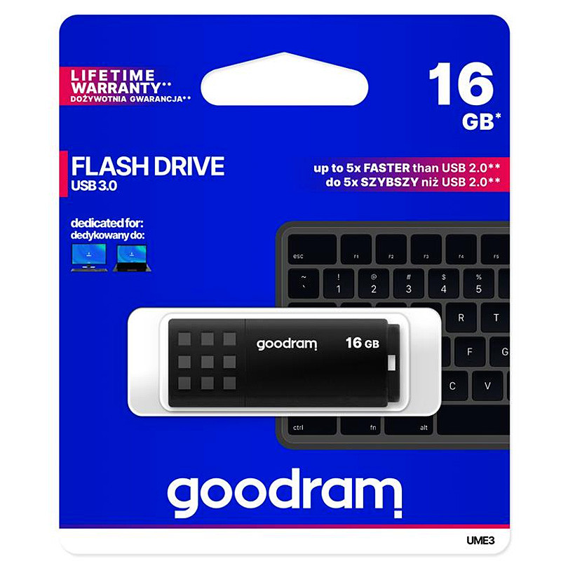 Goodram Goodram USB flash disk, USB 2.0, 16GB, UME2-0160W0R11, USB A, s krytem - bílý /černý