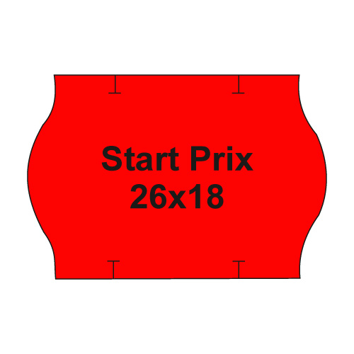Etikety cen. PRIX 26x18 oblé - 1000 etiket/kotouček, červené 36ks