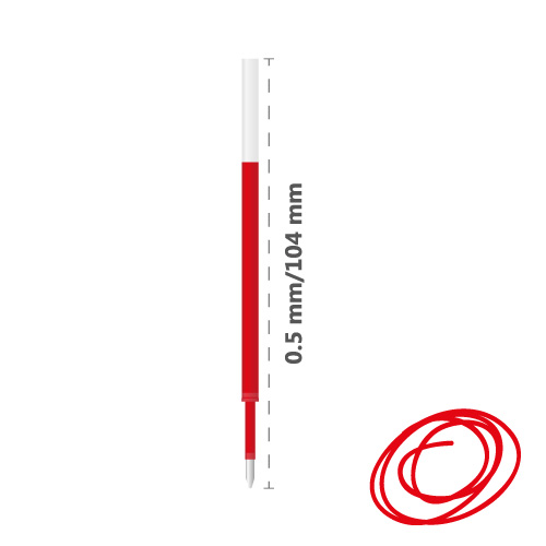 Náplň gelová 205A 0,5mm, červená 104mm