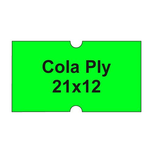 Etikety cen. COLA PLY 21x12 hranaté - 1250 etikiet/kotúčik, zelené