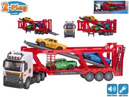 2-Play Traffic přepravník aut 38cm na setrvačník na baterie se světlem a zvukem + 3auta v