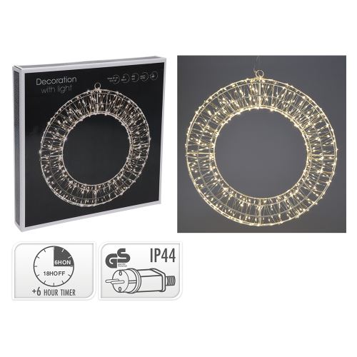Vianočný veniec 480 mikro LED svetiel 38 cm