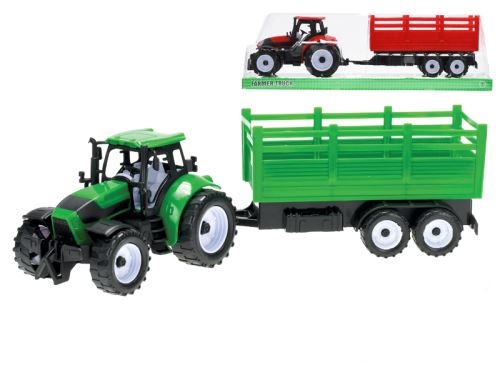 Traktor s vlečkou 38cm na setrvačník 2barvy v krabičce