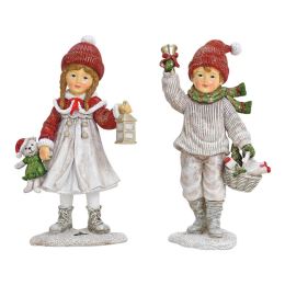 Figurka dívky/chlapce v zimních šatech 12 cm (mix 2 vzorů /cena za 1 ks)