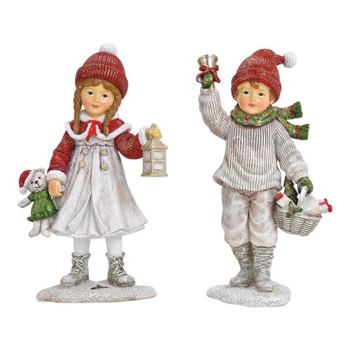 Figurka dívky/chlapce v zimních šatech 12 cm (mix 2 vzorů /cena za 1 ks)
