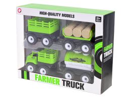 Sada farmářské auto 11-12cm na setrvačník se třemi přívěsy 3druhy v krabičce (2)