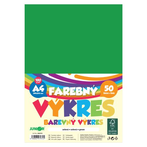 Farebný výkres A4 180g/m2, bal/50 ks - zelená