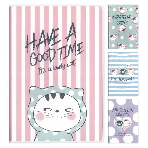 Sešit linkovaný A5 / 72 listový M&G s PVC obalem So Many Cats Pastel (4 designy)