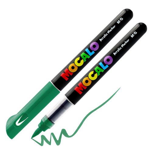 Popisovač M&G MOCALO Acrylic Marker, štětcový hrot - smaragdově zelená 509