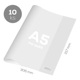 Obal na sešit A5 PVC 306x217 mm, hrubý 120 mic /transparentní, 10 ks