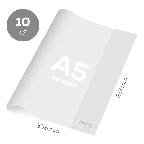Obal na sešit A5 PVC 306x217 mm, hrubý 120 mic /transparentní, 10 ks (1)