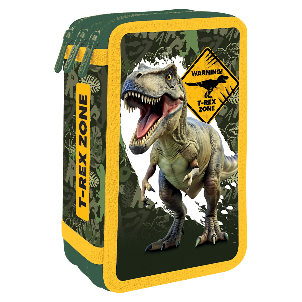 JUNIOR Penál plný - 3 patrový, 43 kusů JUNIOR S9 - T-Rex Zone