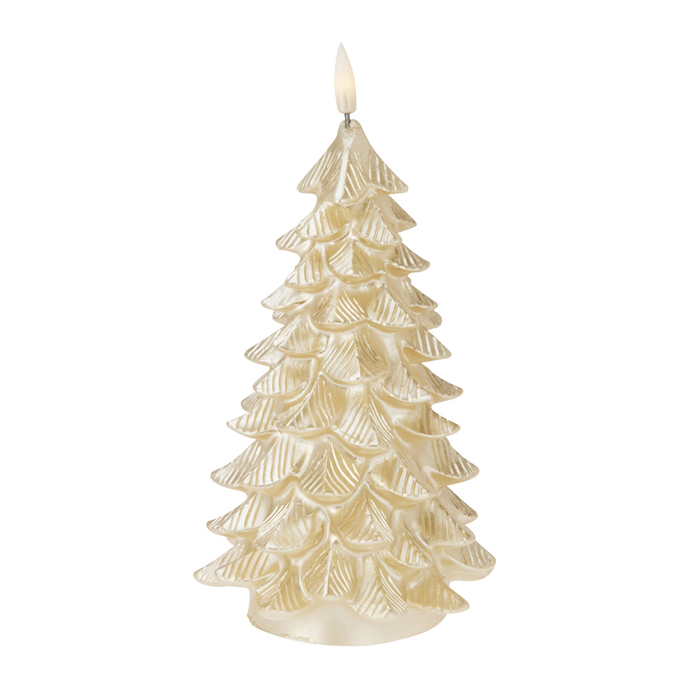 KOOPMAN Sviečka vosková LED s časovačom 17 cm, realistický plameň, zlatá farba