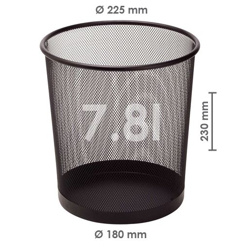 Drôtený kôš na odpadky, čierny 7,8 l