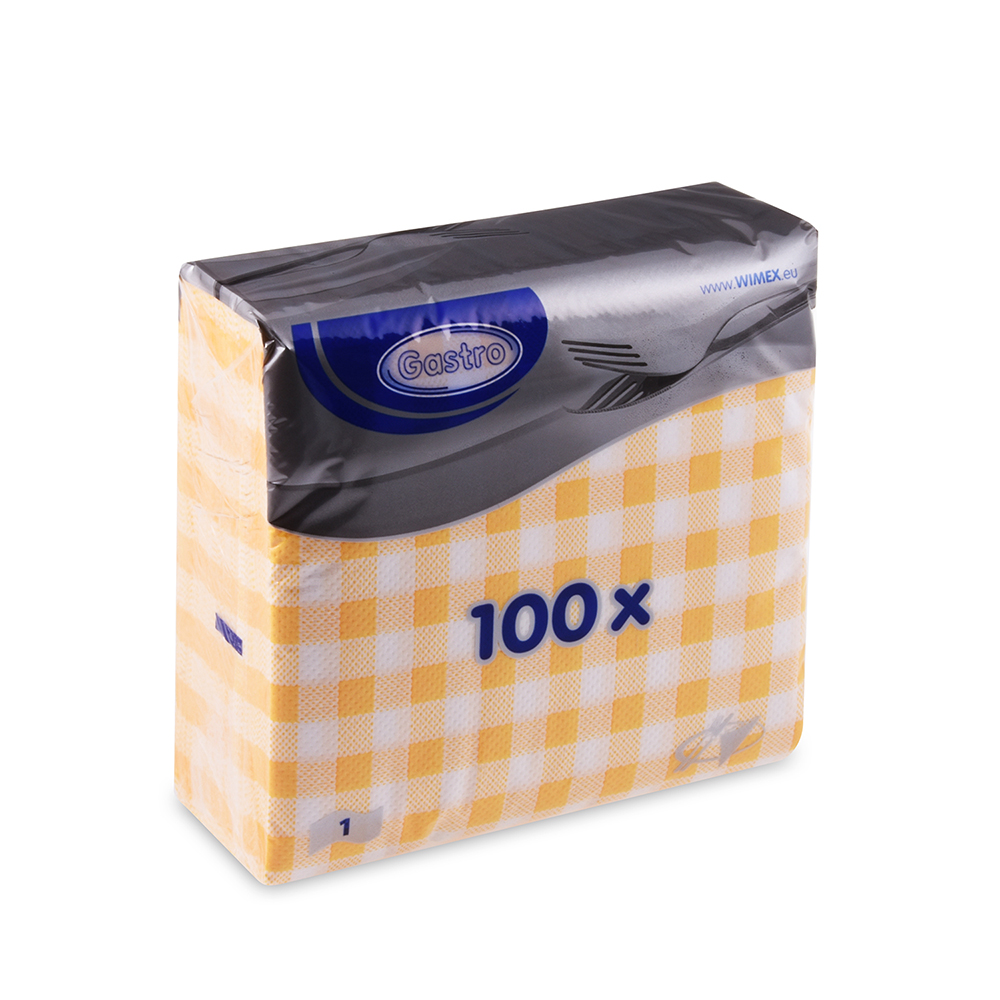 WIMEX Ubrousky1-vrstvé 33 x 33 cm karo žluté 100 ks