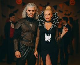 Kostým pro dospělé Spider Widow (šaty s rukávy a límcem, opasek), velikost S (2)