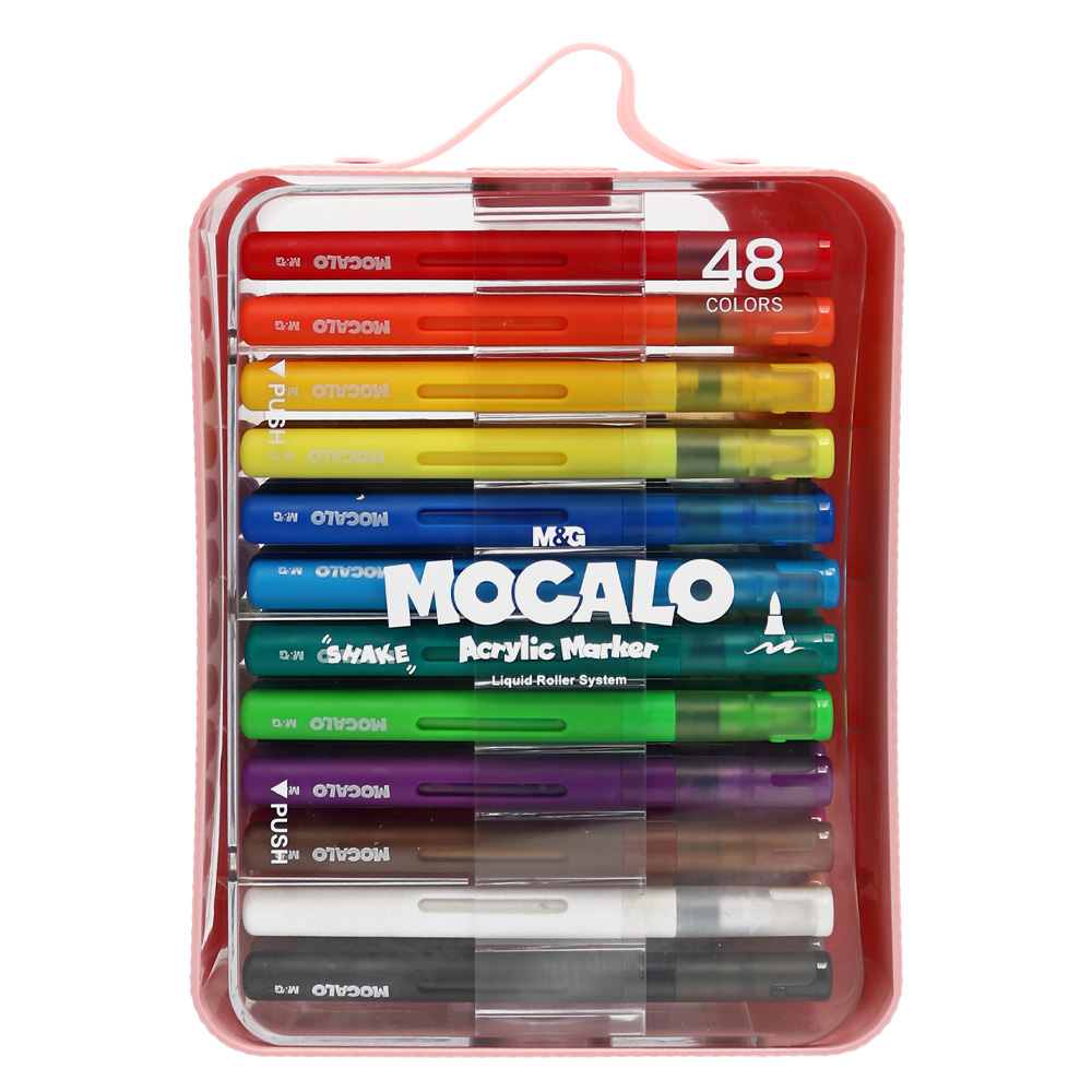 M&G Popisovač M&G MOCALO Acrylic Marker, štětcový hrot - sada 48 barev